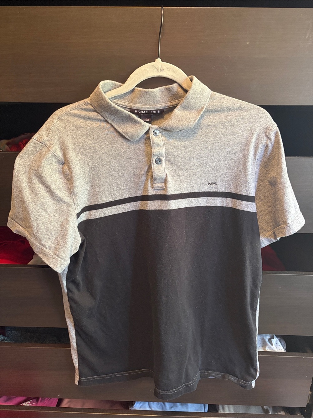 Michael Kors Two-Tone Gray and Black Striped Polo